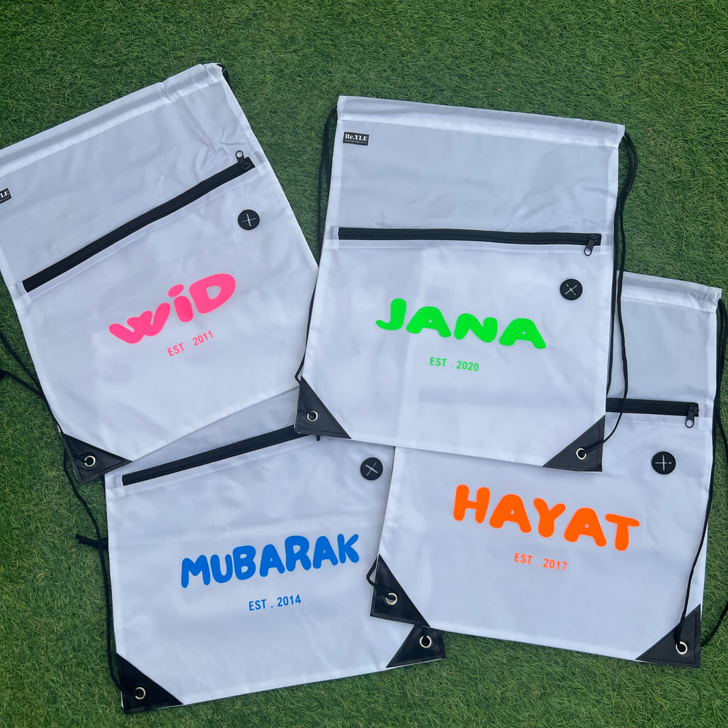 Personalized waterproof string bag - white